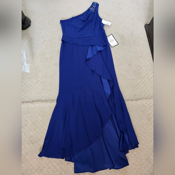 Papell Studio Blue One-Shoulder Dress - Picture 13 of 14